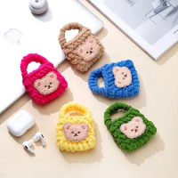Plush Knitting Bear Bag Shell For AirPods 1 2 Pro Earphone Case For Airpods 3 Pro2 Soft Cute Fluffy Bluetooth Charging Box Cover