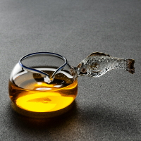 日式茶海耐熱玻璃功夫茶具配件家用側把公道杯加厚透明分茶器