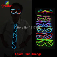 NEW Flashing EL Wire two Multicolor Glasses EL Wire Tube Rope Flexible Neon Cold Light Glasses LED Glasses with Party Decoration