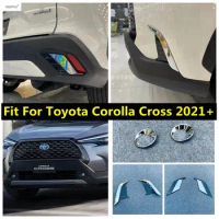 Front Rear Bumper Fog Lamps Lights Eyelid Eyebrow Stripes Cover Trim For Toyota Corolla Cross 2021 - 2023 ABS Chrome Accessories