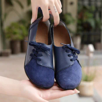 Woman's Flats Shoes woman Soft Genuine Leather Big Size Boat Shoes for Women