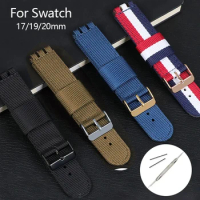 Nylon Leather Wrist Strap for SWATCH Series Canvas Replacement Watchband 17mm 19mm 20mm Wristband Men Women Bracelet Accessories
