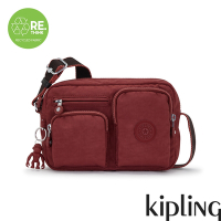 Kipling 勃根地鐵鏽紅實用多前袋側肩包-ALBENA