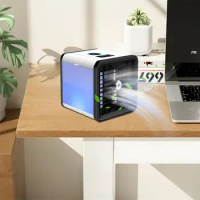 Air Conditioner Fan USB Evaporative Air Cooler Personal Mini Desktop Cooling Fan with 3 Wind Speeds For Desktop Bedroom Car