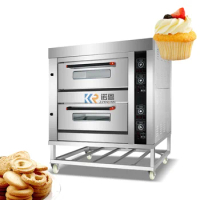 Commercial Cake Bread Pizza Baking Two 2 Layer 4 Trays Gas Double Deck Oven Bakery Deck Oven Sale Price