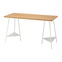 ANFALLARE/TILLSLAG 書桌/工作桌, 竹/白色, 140 x 60 公分