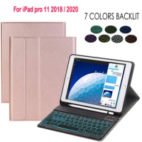 Backlit Bluetooth Keyboard Case for iPad pro 11 Keyboard Case with Pencil Holder for Apple iPad pro 11 2018 2020 Cover