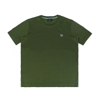 PAUL SMITH後領草寫LOGO布標彩色斑馬圖案設計有機棉短袖T恤(男款/海松綠)