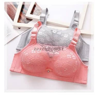 BH130 Bra Renda Busa Tipis Beha Kemben Wanita Tanpa Kawat Full Cup 38/85 BC PINK TUA