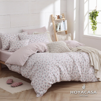 HOYACASA 100%精梳棉單人兩用被三件式床包組-花漾宓語(天絲入棉30%)
