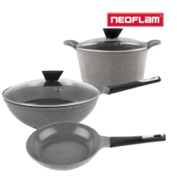 【NEOFLAM】Venn系列 鍋具3件組(24cm湯鍋+24cm平底鍋+30cm炒鍋)