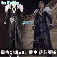 InYoYo Rebirth Sephiroth Cosplay Final Fantasy VII Costume Game FF7 VII PU Leather Handsome Uniform Suit Halloween Party Outfit