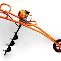 80cc Earth Auger Hand Push Single Wheel Agricultural Hole Digging Machine Two-Stroke Gasoline Ground