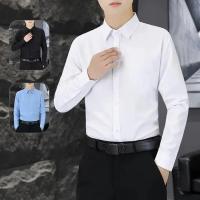 TH FASHION Áo sơ mi trắng nam TH tay dài đi học đi làm vải lụa Thái không nhăn thấm hút mồ hôi tốt f