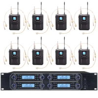 8-channel UHF wireless microphone system Headset microphone Condenser microphone for church stage microphone wireless