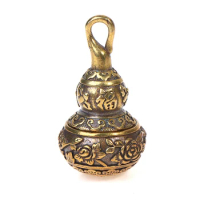 Brass Blessing Lotus Gourd Charms Lucky Key Chain Pendants Pill Box Container
