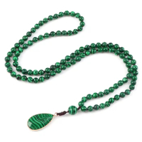 Natural Malachite Stone Beaded Necklaces&amp;Bracelets Women Green Beads Pendants Charms 108 Mala Prayer Necklaces Men Yoga Jewelry