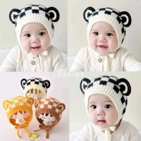 Kotak-kotak Topi Bayi Musim Gugur dan Musim Dingin Wol Topi Pria dan Wanita Anak Rajutan Topi 3-16 B