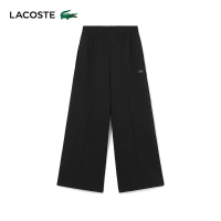 【LACOSTE】女裝-厚磅素色運動寬褲(黑色)