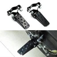 Black Retro Motorcycle Clamp-on Steel Axle Foldable Foot Step Pegs For MTB BMX bike Folding Pedal Footrest Footpeg Universal