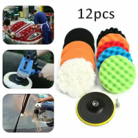 3 Inch 12pcs Car Polishing Pads Drill Sponge Buffing Waxing Clean Polish Buffer Pad For Drill Wheel Polisher Waxer B3m2
