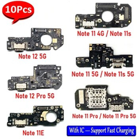 10Pcs，Tested NEW USB Power Charging Connector Plug Port Dock Flex For Xiaomi Redmi Note 11 12 Pro 5G 4G Global 11E Fast charging