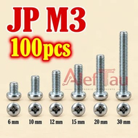 100Pcs Baut JP M3 X 6 10 12 15 20 30 kepala Plus + Isi 100pcs baut JP M3x20 /100Pcs