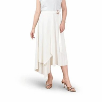 Rok asymetris plisket Putih