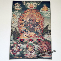 西藏唐卡絲綢刺繡尼泊爾金絲藏佛護法大威德金剛像 彩繪護法