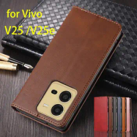 Leather Case for Vivo V25 5G / Vivo V25e Flip Case Card Holder Holster Magnetic Attraction Cover Wallet Case Fundas Coque
