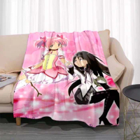 Puella Magi Madoka Magica Pink Blanket Anime Homura Akemi Cute Soft Warm Blanket Bedroom Sofa Bed Picnic Blanket Girls Gift