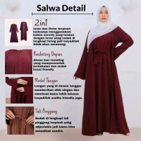 Abaya 2in1 dapat 2 baju gamis dan outer terpisah/Salwa abaya set gamis outer polos jumbo