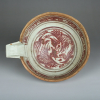 元代釉里紅手繪鳳紋匜勻碗水瓢 茶葉勺 古玩古董陶瓷器收藏品擺件