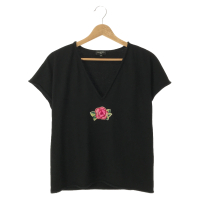 【二手名牌BRAND OFF】CHANEL 香奈兒【激安價】 黑色 羊毛 棉 短袖 上衣 T-shirt 38