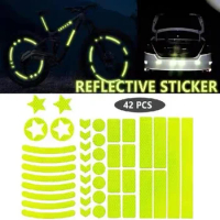 42PCS/sheet Car Bicycle Reflective Sticker Night Safety Grid Stripe Warning Strip MTB Scooter Helmet Body Reflective Sticker