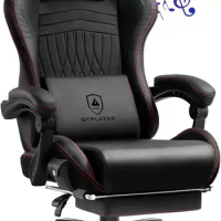 GTPLAYER Chair Computer Gaming Chair (Leather, Red)