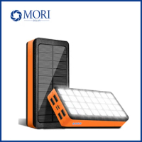 30000mAh/80000mAh Solar Power Bank with 4 USB Output Mobile Phone Solar Charger with Camping Lamp Light Outdoor Battery Backup