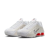 【NIKE 耐吉】慢跑鞋 女鞋 運動鞋 緩震 SHOX R4 米白紅 AR3565-103