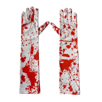 Halloween White Bloody Gloves Horrific Splattered Blood Gloves Scary Cosplay Costume Masquerade Party Accessories