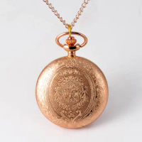 8840Large pocket watch rose gold flower carved exquisite palace pocket watch