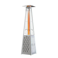 48000 BTU Stainless Steel Pyramid Patio Heater Quartz Glass Tube Propane Triple Safety Flame Protect