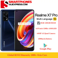 Realme X7 Pro 5G Smartphone Android 10 8GB 128GB 6.55'' FHD+ 64MP Quad Cameras Dimensity 1000 + Octa Core 4500mAh NFC Cell phone