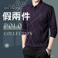 假兩件 秋冬新款POLO衫 秋季長袖POLO衫 男款POLO衫 長袖POLO衫 POLO衫 男生長袖 【ZG2301】