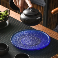 琉璃寶藍干泡臺茶盤小號托盤壺承迷你茶臺長方形簡約茶海茶席壺承