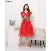 Evercloth Mevala Dress Imlek Qipao CNY JAY JUMBO CHEONGSAM DRESS Batik Modern GAUN Batik Baju Cheong