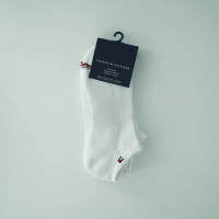 【Tommy Hilfiger】TOMMY 雙12 經典LOGO短襪三件組-女-白色(平輸品)