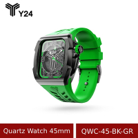 【Y24】Quartz Watch 45mm 石英錶芯手錶 QWC-45-BK-GR 綠/黑 (含錶殼)