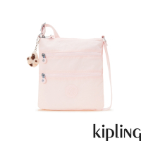 Kipling 優雅輕柔粉前袋雙拉鍊方型側背包-KEIKO