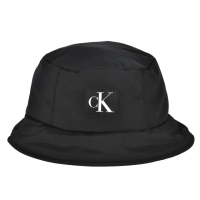 【Calvin Klein 凱文克萊】CK花押字標誌澎潤感漁夫帽(黑色)