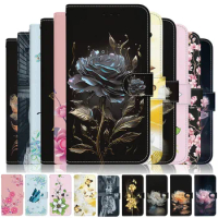 For Redmi Note 13 Pro Plus 5G Flip Case Floral Wallet Funda Xiaomi Redmi 12 Case Note 12S 12 Turbo 12R 12T 12C Speed Book Cover